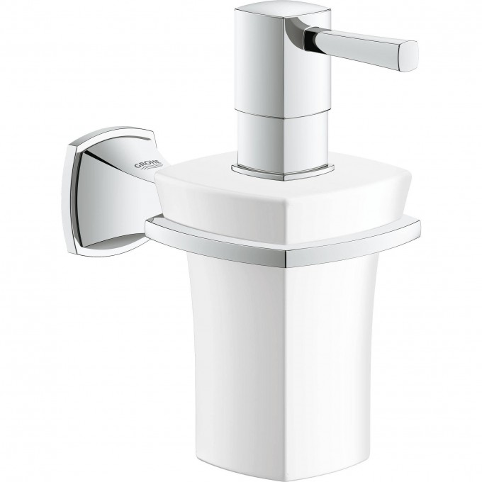 Дозатор жидкого мыла GROHE GRANDERA керамический, с держателем, хром () 40627000