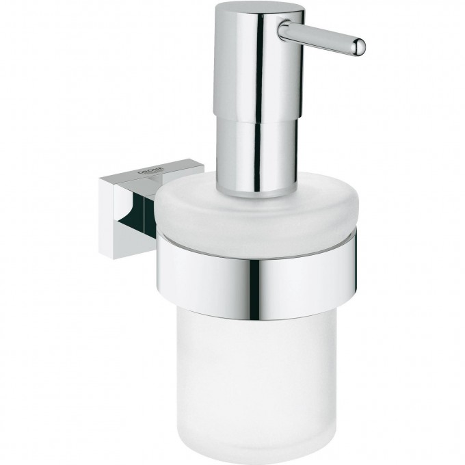 Дозатор жидкого мыла с держателем GROHE ESSENTIALS CUBE, хром 40756001
