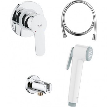 Готовый комплект для гигиенического душа GROHE BAUEDGE: встраиваемый смеситель, гигиенический душ со шлангом и держателем, белая луна (124897)
