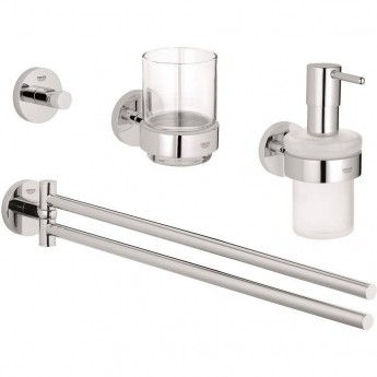 Набор аксессуаров GROHE ESSENTIALS NEW 4 в 1, хром (40846001) Набор аксессуаров GROHE ESSENTIALS NEW 4 в 1, хром (40846001)