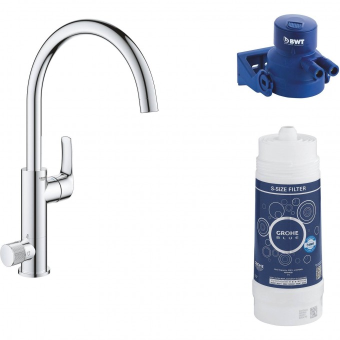 Смеситель для кухни GROHE BLUE PURE EUROSMART с функцией фильтрации, хром 119708