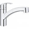 Смеситель для кухни GROHE EUROSMART NEW с выдвижным изливом, низкий излив, хром 30305000