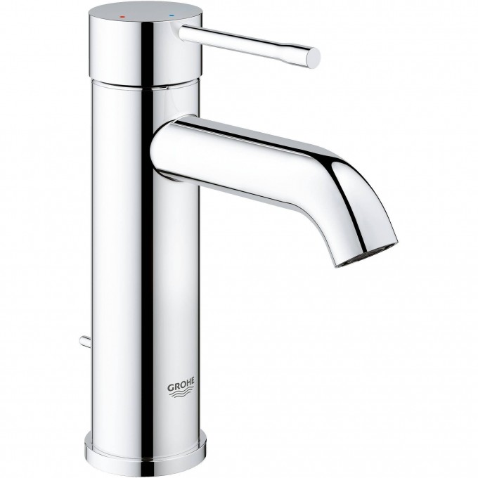 Смеситель для раковины GROHE ESSENCE+ с донным клапаном, низким изливом и энергосберегающим картриджем, хром 23591001