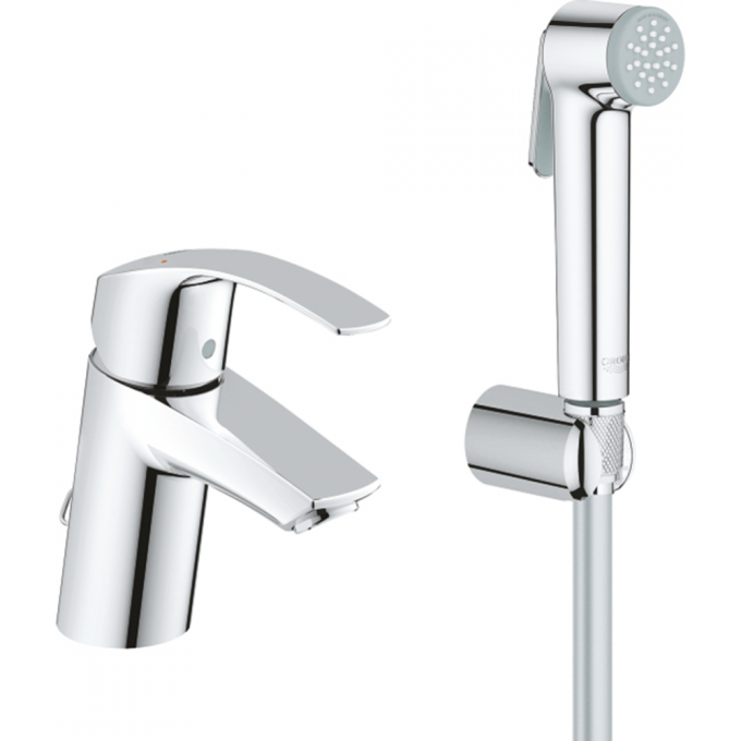Смеситель для раковины GROHE EUROSMART NEW с цепочкой и гигиеническим душем, хром () 23124002