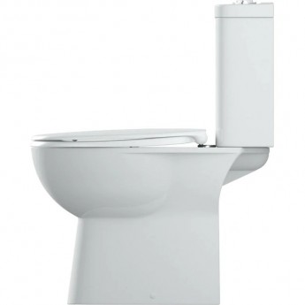 Унитаз напольный безободковый GROHE BAU CERAMIC со смывным бачком и сиденьем с микролифтом (выпуск в пол), альпин-белый