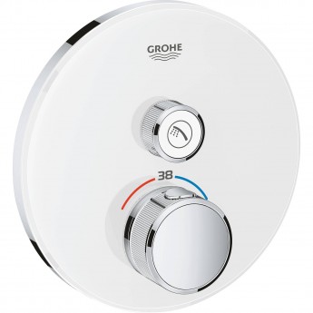 Внешняя часть термостатического смесителя на 1 выход GROHE GROHTHERM SMARTCONTROL, белая луна Внешняя часть термостатического смесителя на 1 выход GROHE GROHTHERM SMARTCONTROL, белая луна