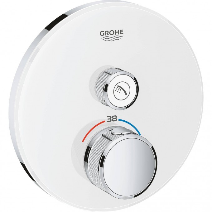 Внешняя часть термостатического смесителя на 1 выход GROHE GROHTHERM SMARTCONTROL, белая луна 29150LS0