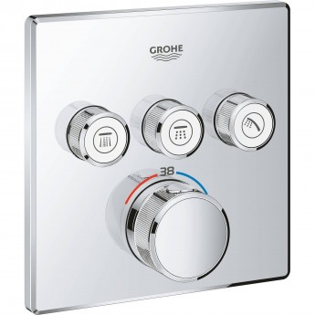 Внешняя часть термостатического смесителя на 3 выхода GROHE GROHTHERM SMARTCONTROL, хром